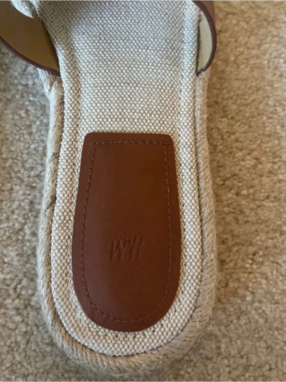 H&M Tan Brown Faux Leather Strap Espadrille Slide Sandals